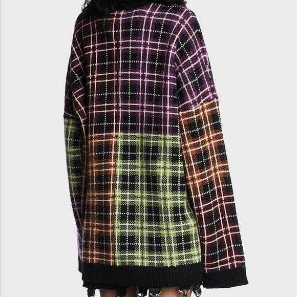 The Ragged Priest Anarchy checkered plaid oversized jacquard sweater NWOT - Picture 2 of 11